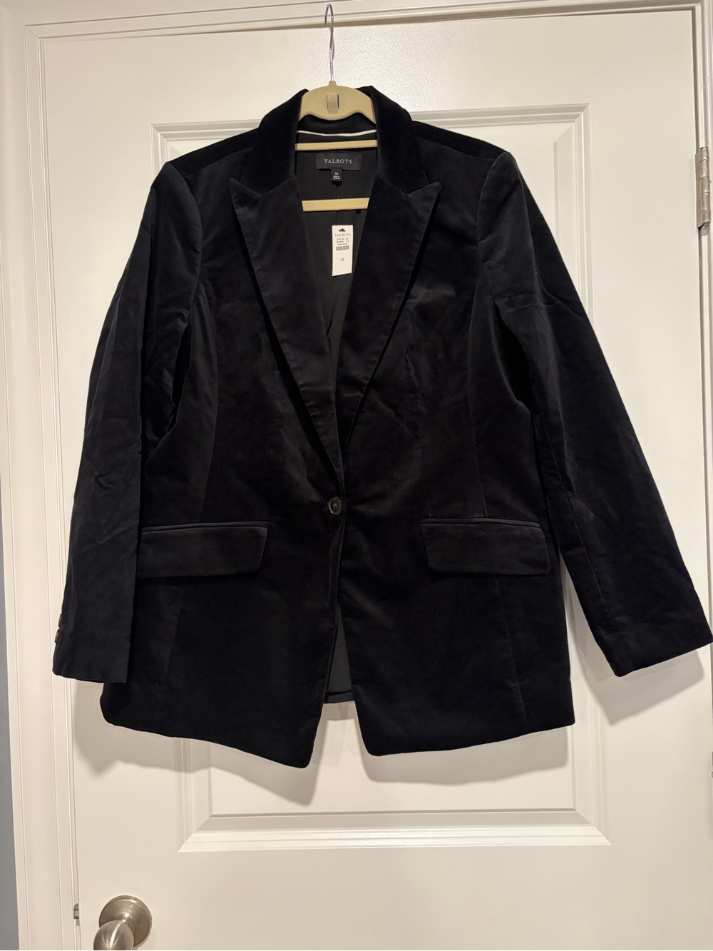 Talbots Black Velvet Single-Button Blazer